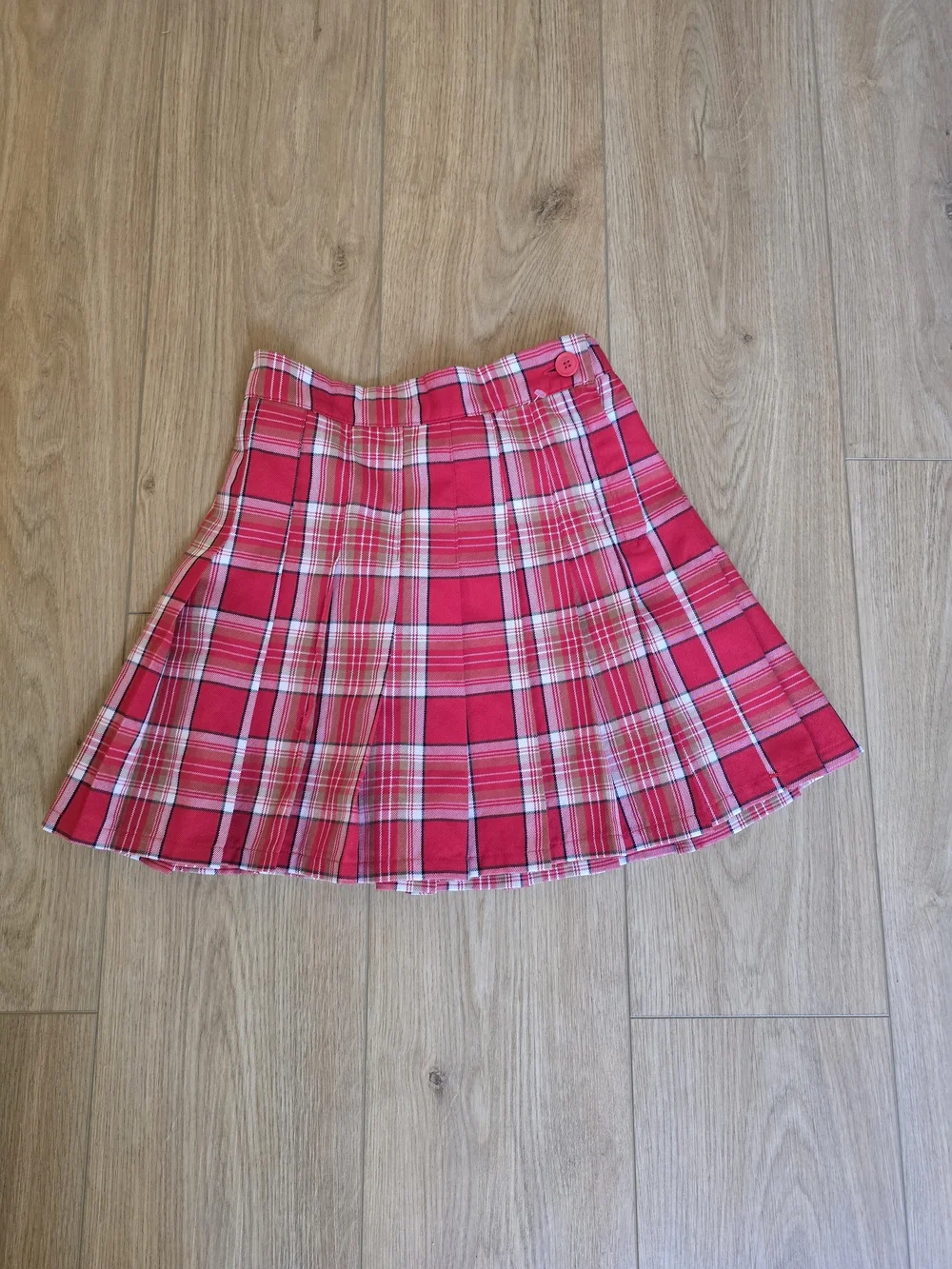 aerie Red Plaid Pleated Mini Skirt NWOT